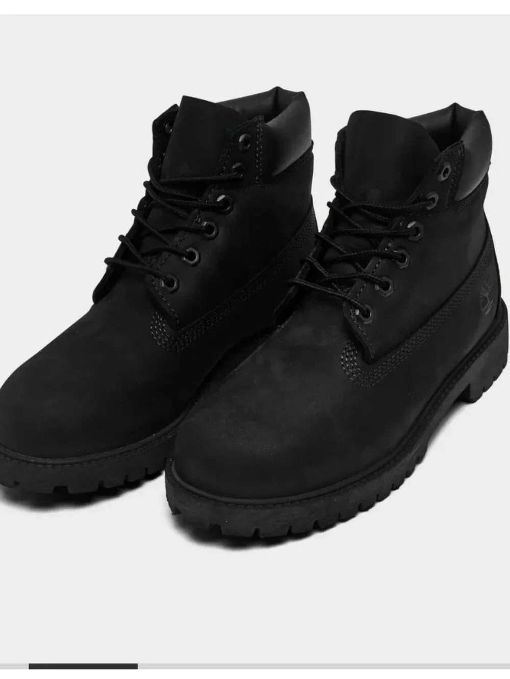 TIMBERLAND Little Kids' 6 Inch Premium Boots Sz 12 Toddler Black Nubuck Leather